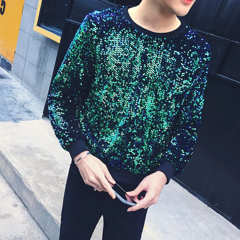 2020 мужские золотые свитшоты с Блестками одежда для сцены костюм BlingBling ночного