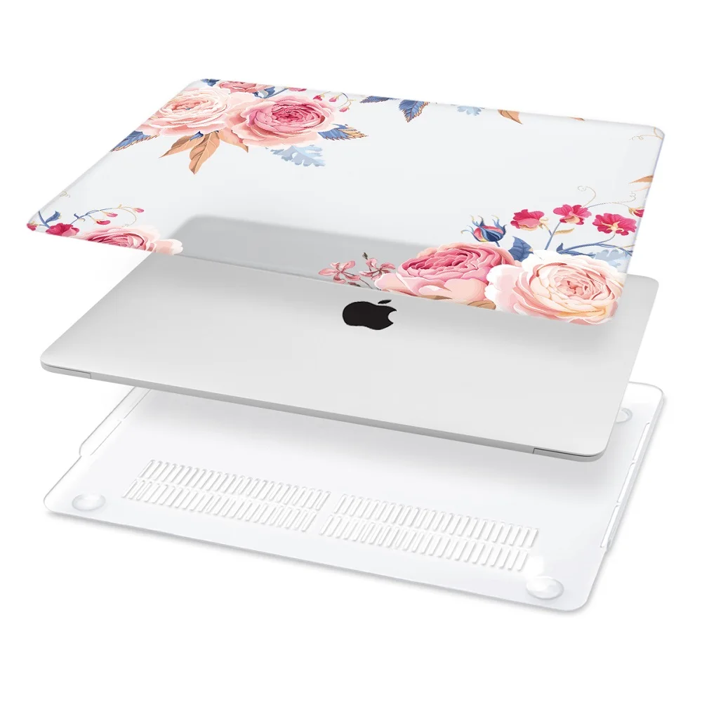 Жесткий Чехол для ноутбука с цветочным принтом для Macbook Pro retina 11 12 13 15 Air Pro 15 16 A2141 A1932 A1989 чехол с кристаллами