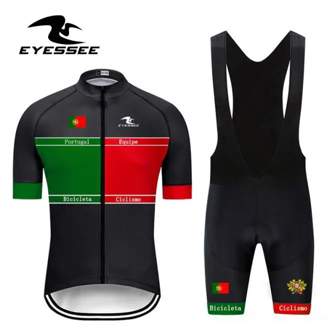 EYESSEE Tour of Portugal набор велосипедных Джерси/Летний Pro Bicicleta team дышащая одежда для езды на велосипеде с коротким рукавом - Цвет: bib kits