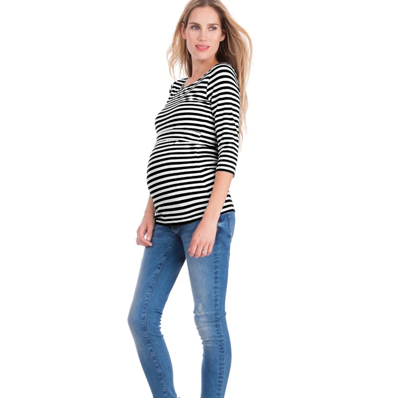 Окей мам с длинным рукавом для беременных и кормящих рубашки мальчиков в полоску