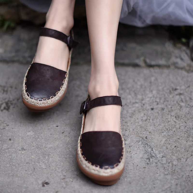 Artmu Original Thick Sole Women Sandals Platform Genuine Leather Handmade Retro Buckle Shoes 17967