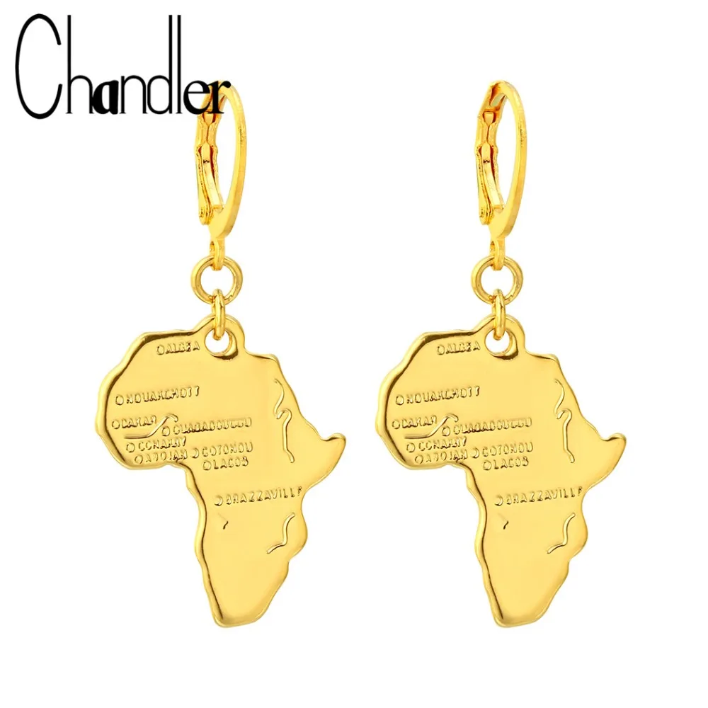 

Chandler African Map Earrings Ethnic Gold Color Drop Earring Ethiopian Jewelry African Cards Hip-hop Hoop Earrings Party