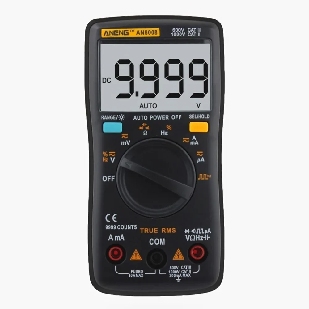 ANENG AN8008 Цифровой мультиметр Вольтметр 9999 отсчетов Автоматический диапазон с подсветкой AC/DC Амперметр Напряжение Ток диод тестер