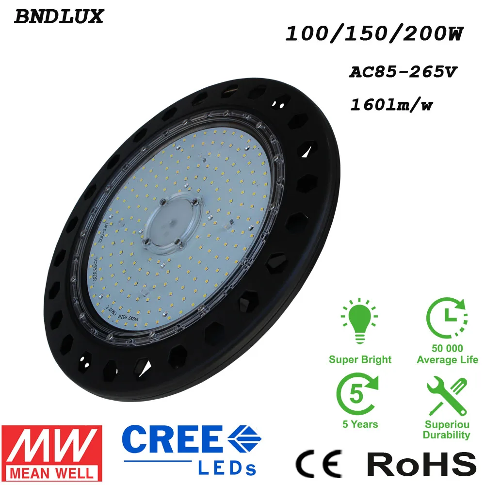 LED high bay UFO light 150 Вт черная круглая лампа желтый свет белый Склад Супермаркет школа