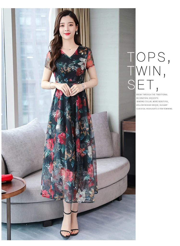 Элегантные цветочные шифоновые Boho летние миди-платья винтажные 3XL плюс размер пляжный Макси-сарафан с принтом женские облегающие вечерние платья