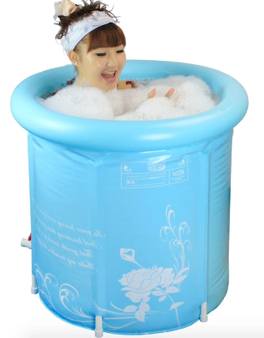 Size:65*70cm With Pump Water Thickening Folding Tub Adult Bathtub Inflatable Bath Bucket | Дом и сад