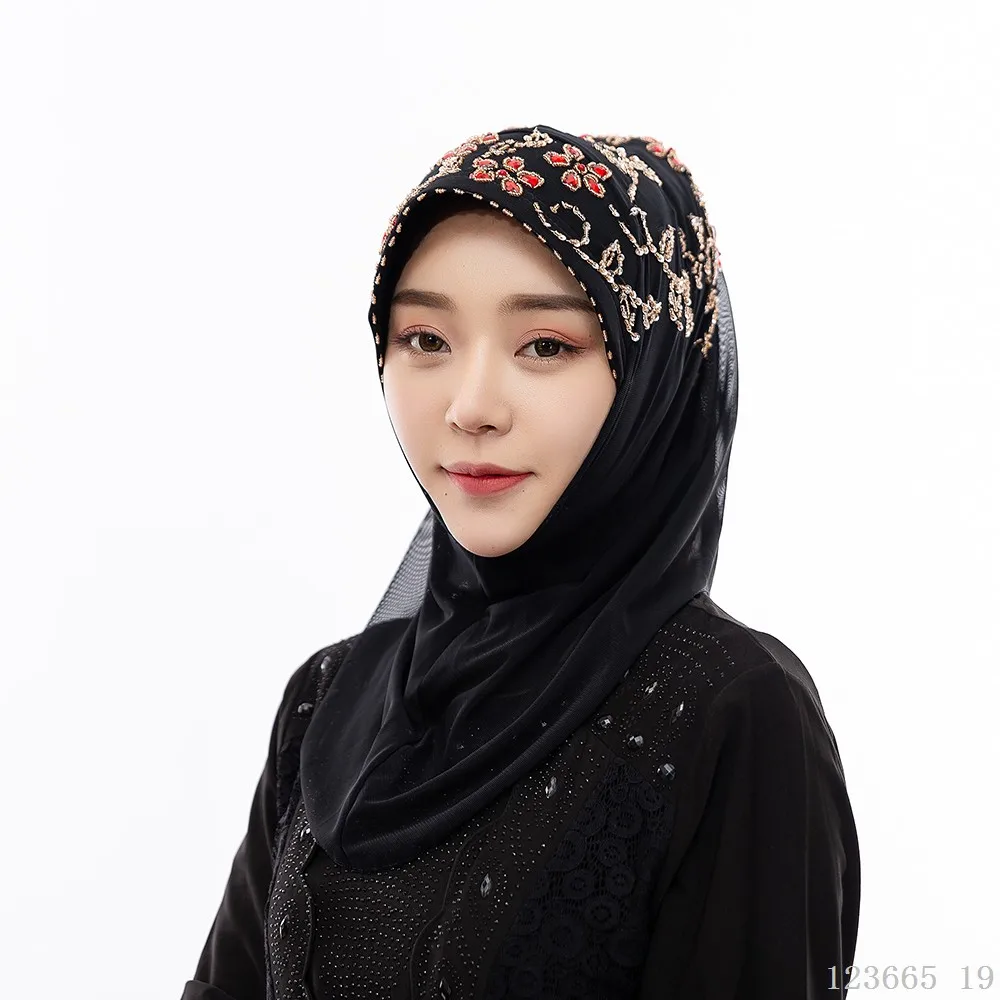 summer beanies Восточный халат из марокена абайя хиджаб индонезийский мусульманское платье платок твердый тюрбан Малайзия тюрбант бисером капюшон легкий Чехол хиджаб шарф - Цвет: summer beanies