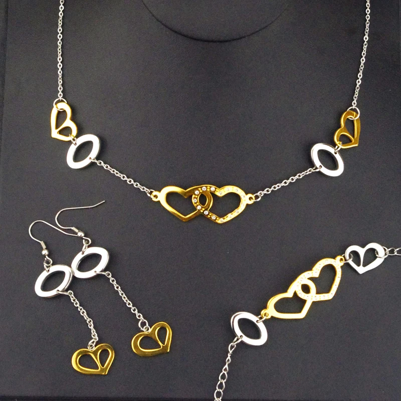 Аксессуары набор ювелирных изделий для женщин и девушек с двойным сердцем