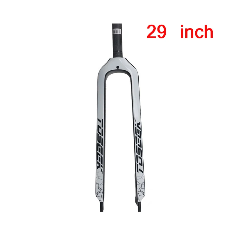 TOSEEK 26/27. 5/2" Углеродные вилки жесткие прямые MTB велосипед 1-1/8" Вилка Цветные горный велосипед Тормозные вилки Superlight - Цвет: White-29er