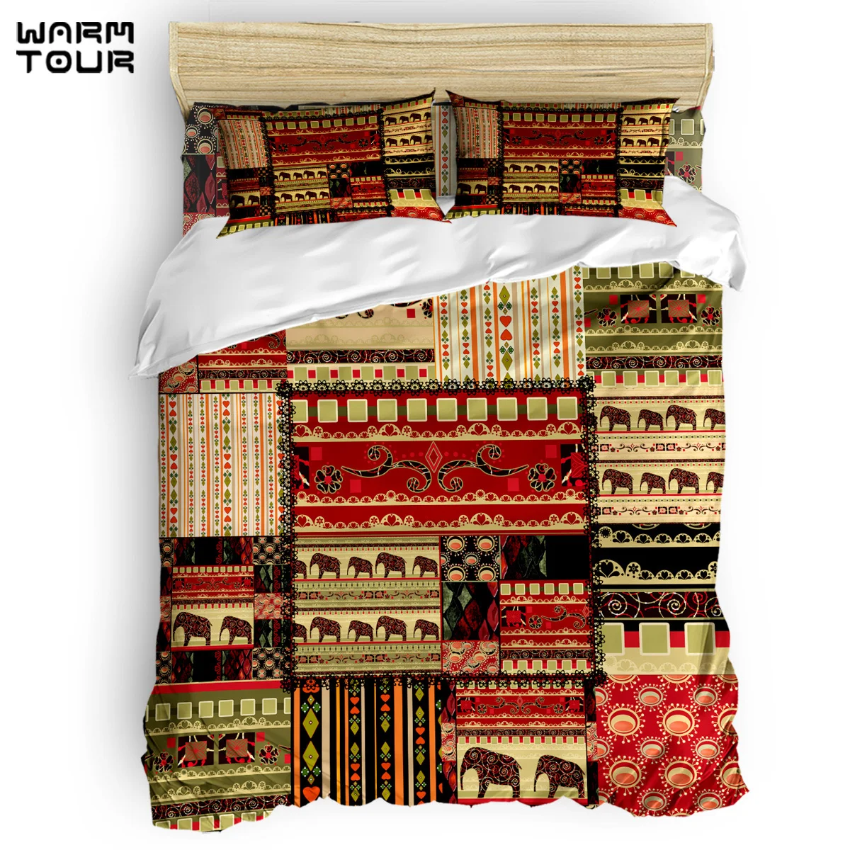 Комплект постельного белья из 4 предметов пододеяльник с Африканским и Индийским