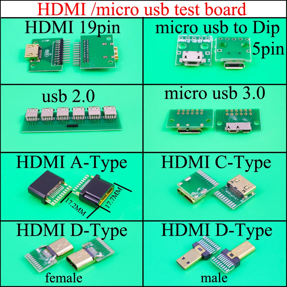 Коннектор hdmi/microUSBtoDIP адаптер преобразователь печатной платы тестовая Плата USB 2 0 3