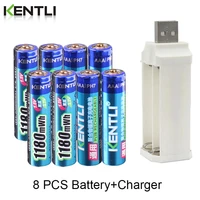 kentli 8pcs 1 5v 1180mwh aaa r lithium rechargeable batteries 4 slots charger %c2%a0for clock remote controller toys electronic