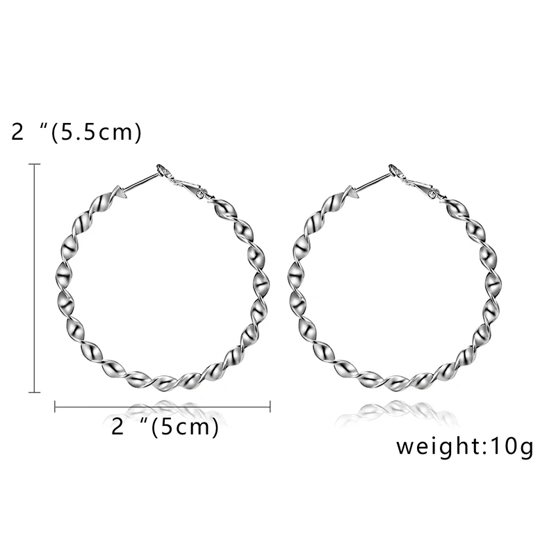 2 Rinhoo большой серебряный большой круг обруч серьги Bijoux геометрические серьги для женщин панк Эффектные серьги - Окраска металла: 2