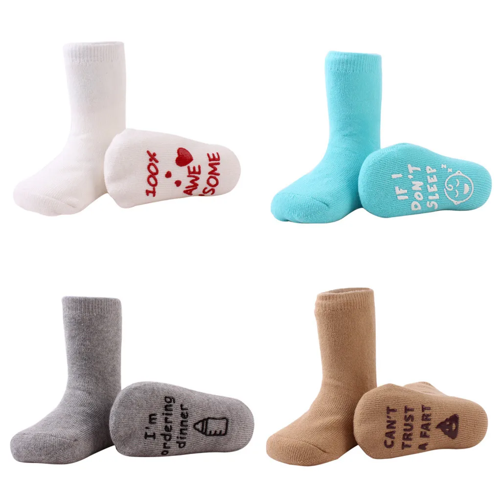 1 ParisNew Arrival Newborn Cotton Cartoon Letter Socks 100% Baby No-slip Infant |