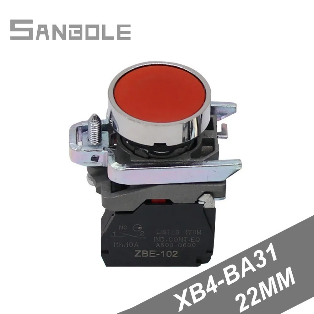 XB4-BA31 XB4-BA42 Flat Reset Push Button Switch Installation Caliber 22mm Silver contacts Round self-reset Momeantary