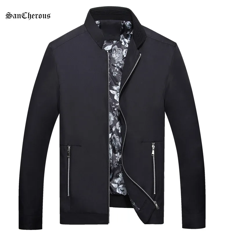 Новинка 2017 года Для мужчин осень печати Стенд Куртка с воротником мода карман на