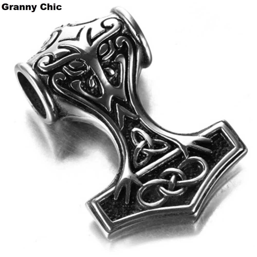 

Granny Chic Мужская Высококачественная Серебристая нержавеющая сталь Горячая Распродажа модная Серебристая винтажная подвеска молоток Mjolnir