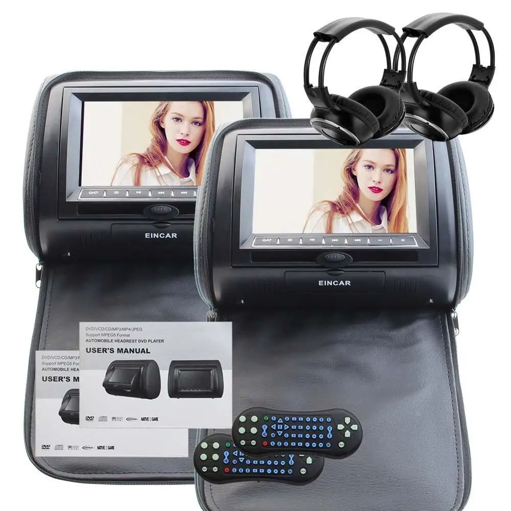 Бесплатная 2 ИК-наушники пара подголовников автомобильные подушки мониторы DVD