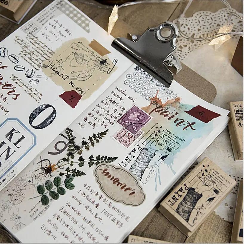 Винтажная Эстетическая серия с эффектом движения деревянный резиновый штамп