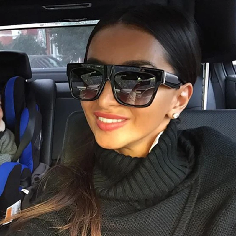 Мужские и женские солнцезащитные очки в черной оправе с заклепками квадратным