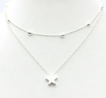 Ожерелье-чокер Двухслойное с подвеской в виде Луны звезды сердца | Украшения и