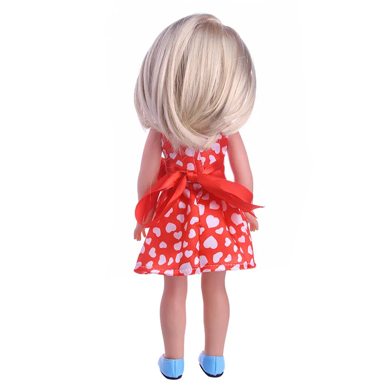 LUCKDOLL красное платье с красным цветком для 14 5 дюймовых американских кукол Wellie Wishers