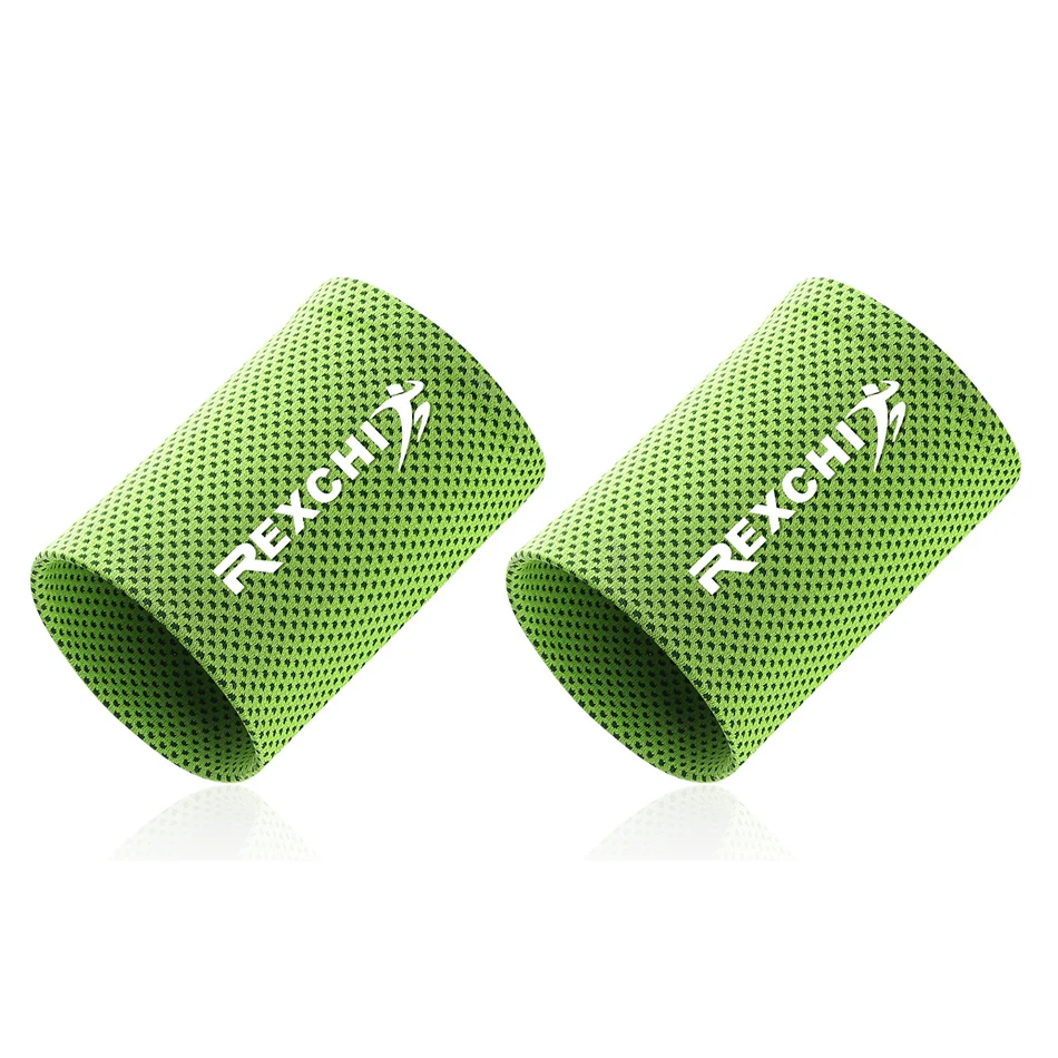 Зеленый REXCHI 2 шт. эластичный браслет для женщин Прохладный ледяной шелк поддержка запястья Сверхлегкий Brace тренажерный зал фитнес тяжелая атлетика Баскетбол Теннис - Цвет: Зеленый