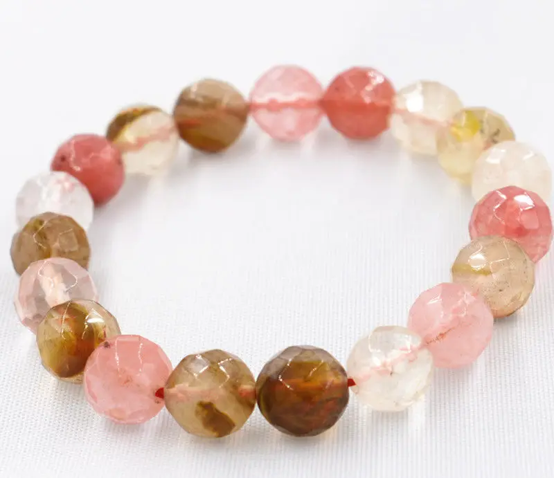 Новинка хит 10 мм арбузный турмалиновый граненый круглый бисер браслет AAA + 006|round