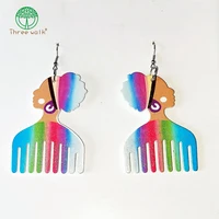 ethnic fan shape new vintage romantic elegant charm personality hot wooden statement earrings jewelry women
