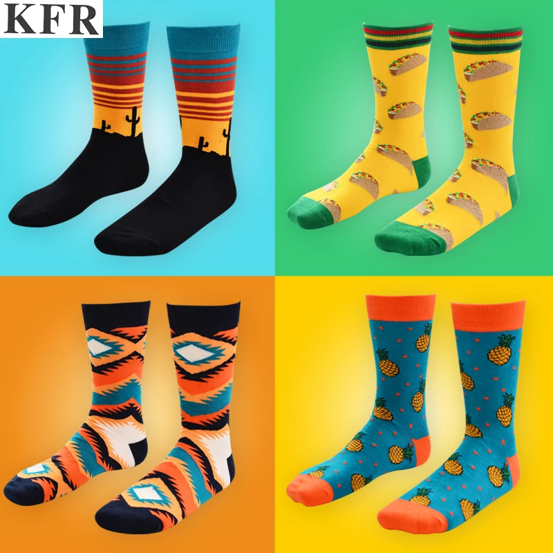 Модные хлопковые мужские Смешные художественные носки в стиле Happy Sox с