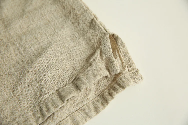 Оригинальная винтажная льняная женская блузка большого размера однотонная