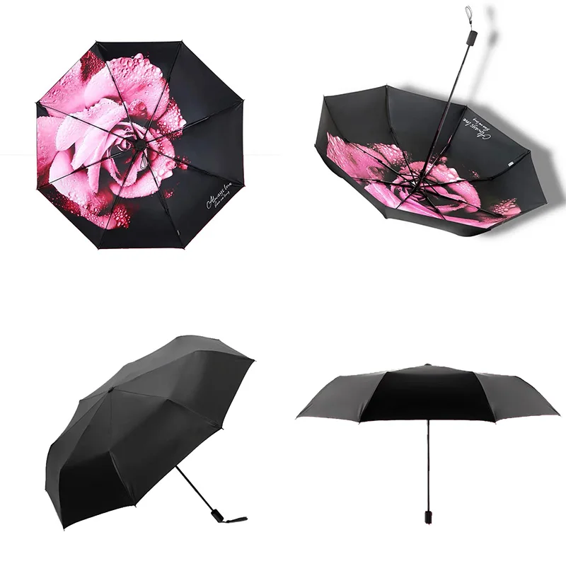 Бренд солнцезащитный Зонт от дождя для женщин складной модный анти УФ цветок