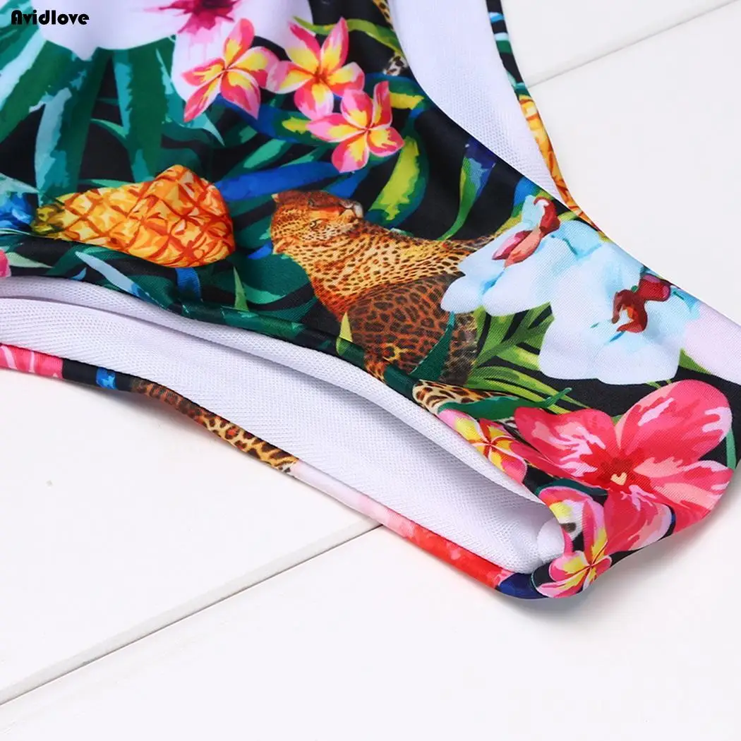 Холтер Sexy v-образным вырезом Criss Cross Для женщин спинки цветочный цельный купальник