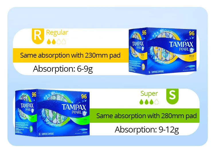Tampax Pearl без запаха тампон обычная и увеличенной впитывающей способностью 96 шт./упак. заменить менструальная чаша санитарно Полотенца салфетки менструальные ремень