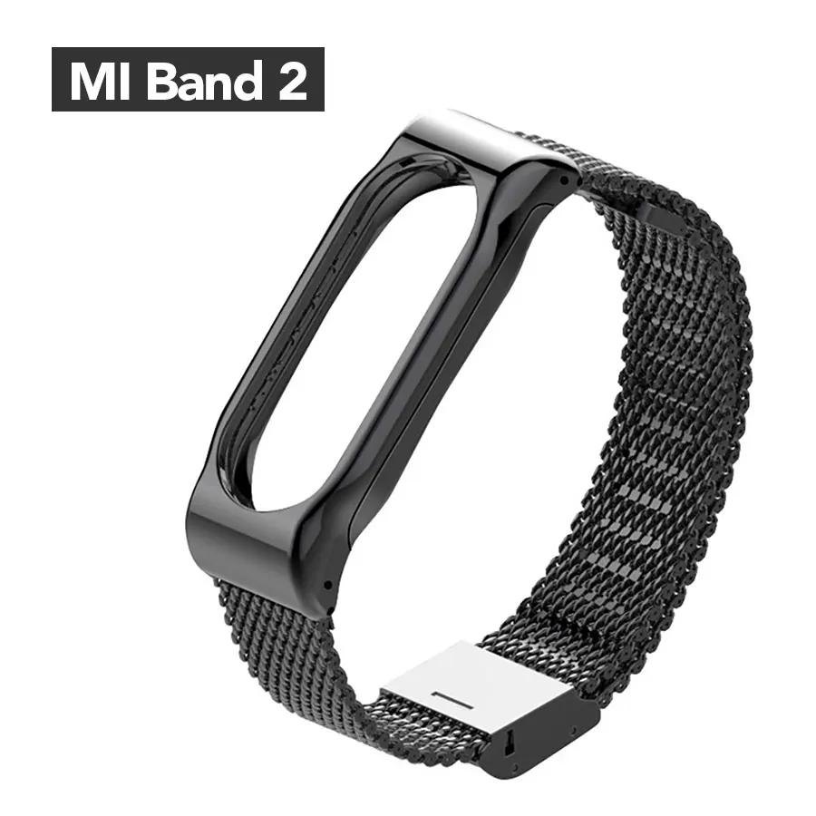 Mi 2 Black Ремешок для наручных часов с плетением и пряжкой для Xiaomi mi, браслет из нержавеющей стали 4, 3, сменные ремешки, аксессуары для mi Band 2 - Цвет ремешка: Mi 2 Black