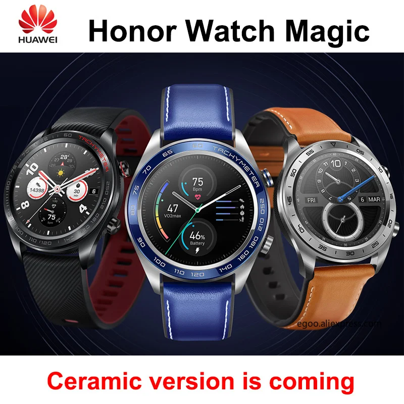 Новейший huawei honor watch magic smartwatch 1,2 дюймов AMOLED сенсорный экран heartrate мониторинг BT4.2 BLE gps 5ATM водонепроницаемый