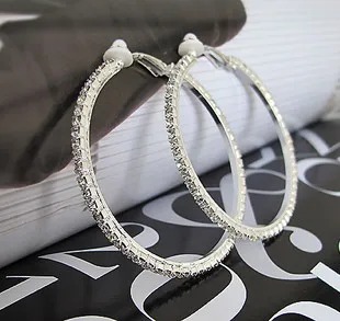 

no pierced earrings hoop Brincos big clip earrings rhinestone clip earrings no pierced ear 5.5cm circle new brincos