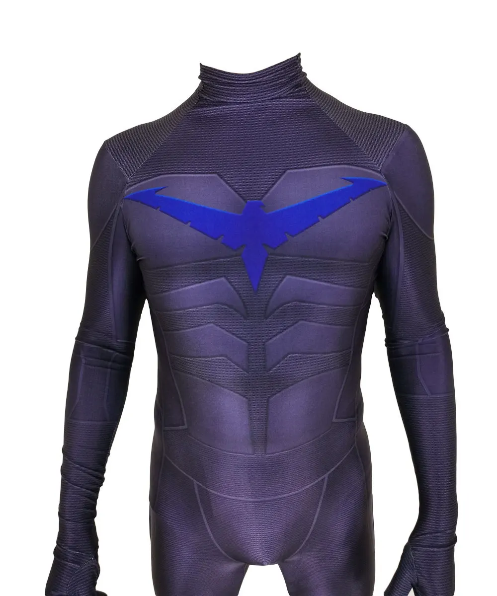 Костюм Nightwing недорогой костюм YJ с 3D принтом супергероя на Хэллоуин зентай мужской