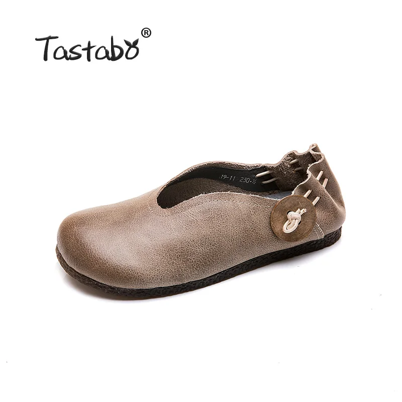 Tastabo/кожаные туфли с мягкой подошвой Удобная женская обувь Простая закрытым