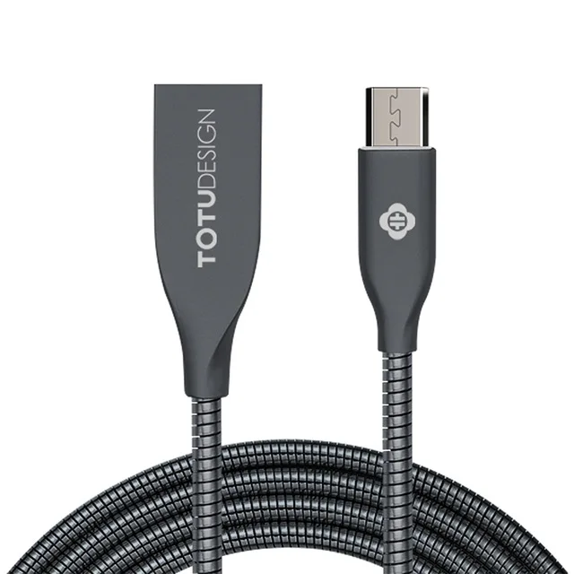Black TOTU металлический провод Micro USB кабель для samsung Android мобильный телефон синхронизация данных Быстрая зарядка кабели 1 м microusb шнур зарядного устройства - Цвет: Black