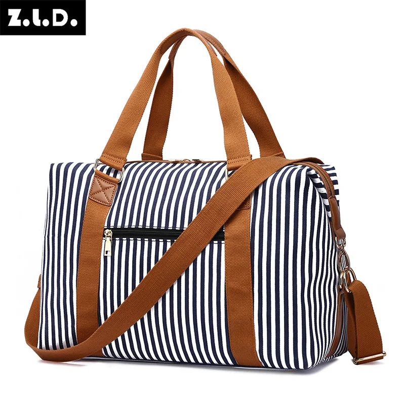 Z.L.D. Новые холщовые полосатые женские сумки дорожная вещевая сумка женская