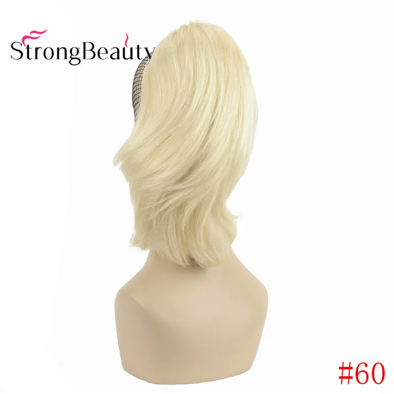 StrongBeauty 12 дюймов 10% синтетические 90% человеческие волосы короткая кудрявая заколка для хвоста в наращивание волос с зажимом для когтей
