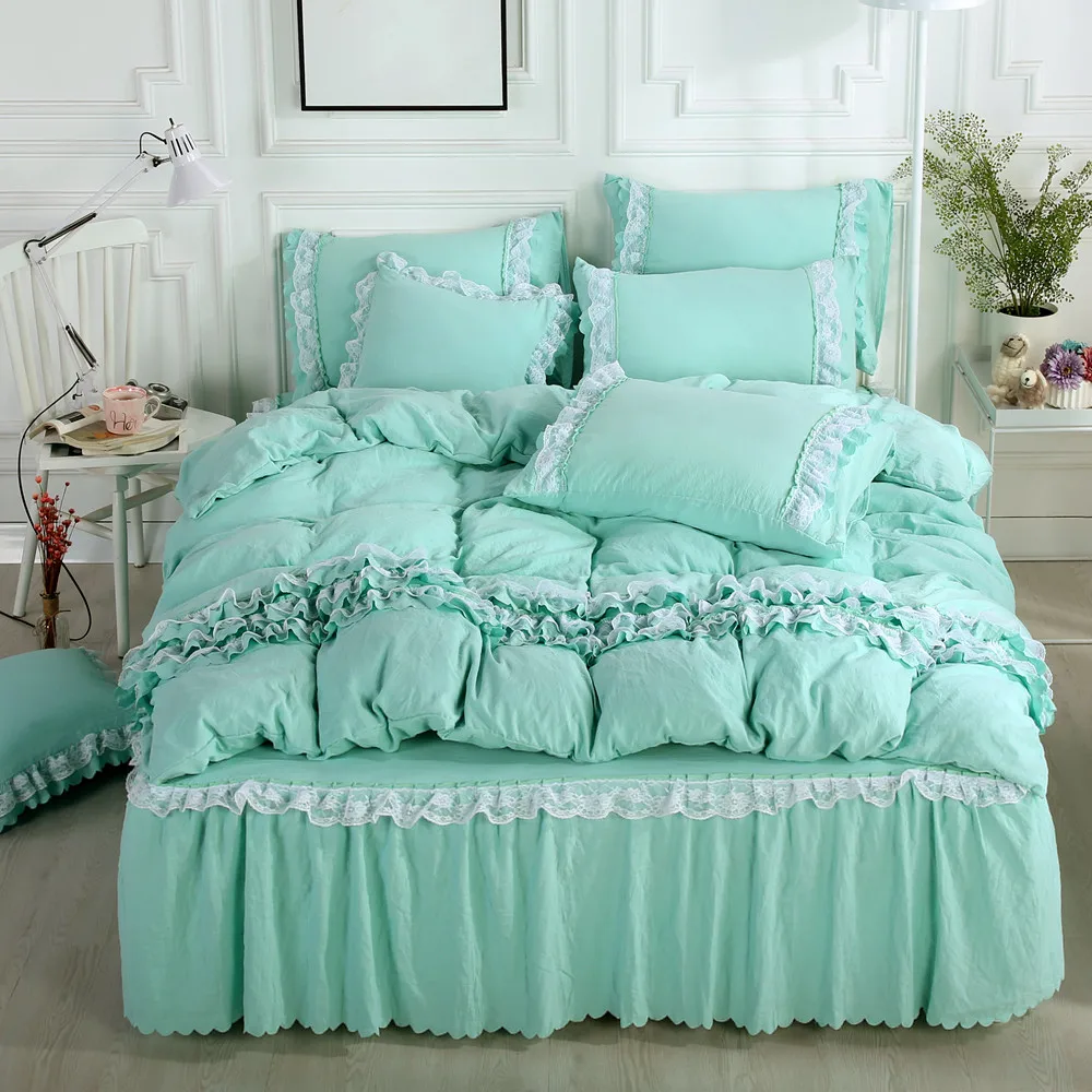 4 шт. покрывало из хлопка в стиле принцессы пододеяльник юбка наволочка