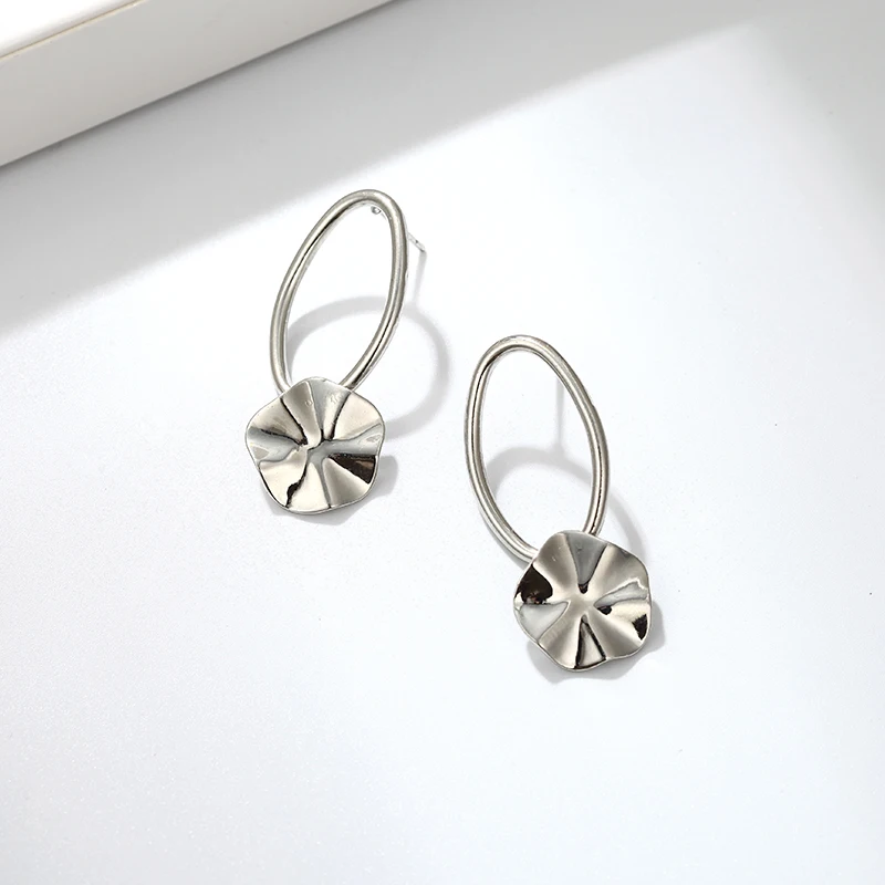 Модные металлические серьги с цветком Романтические Золотые Серебряные длинные