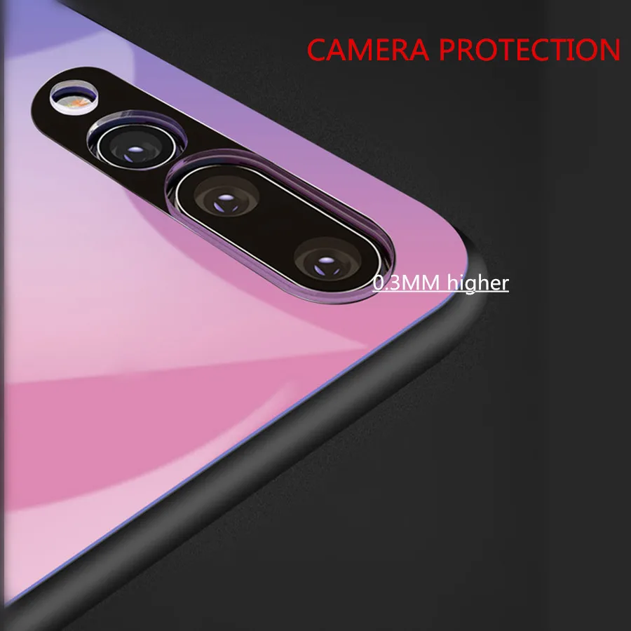 LANCASE градиент Цвет чехол для huawei P20 Lite силиконовый мешок закаленное Стекло