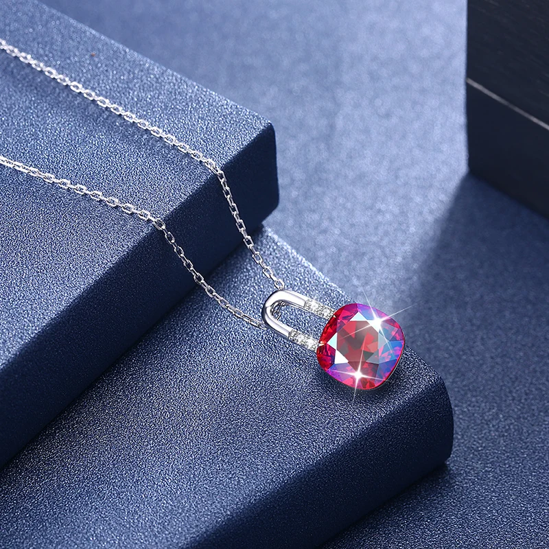 Ожерелье женское из серебра 925 пробы с квадратными кристаллами Swarovski|Ожерелья| |