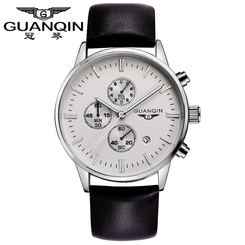 2016 новый GUANQIN световой мужские кварцевые часы Мужчины бизнес