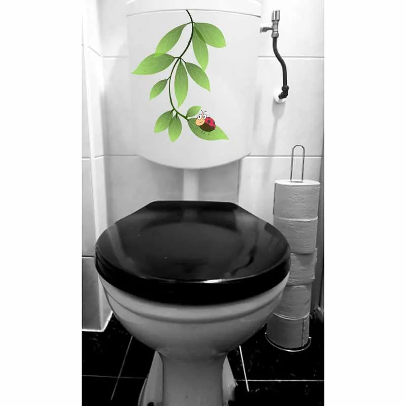 YOJA 16.6X22.4CM Green Leaves Of Tender Plants And Coccinella Septempunctata Home Decor Wall Sticker Toilet Decal T5-1060 | Дом и сад