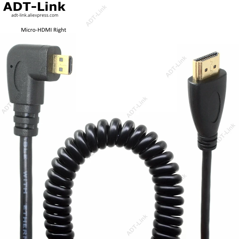 Прямой угол Micro HDMI совместимый пружинный гибкий кабель V1.4 DSLR 0 5 м/2 м от A типа до D