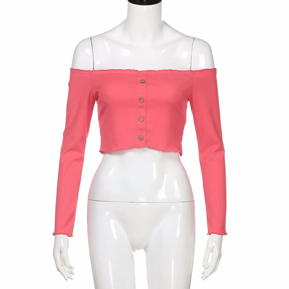 Женская сексуальная вершины без бретелек Feitong однотонный пуловер с открытыми